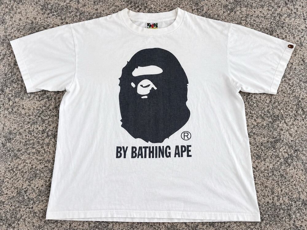 By Bathing Ape BAPE White Plaid Large Graphic Tee Shirt Streetwear Nowhere Tag